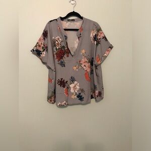 Shein Curve Green Floral Blouse Size 4XL